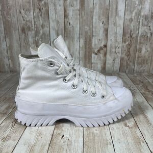 Converse All Star‎ Lugged High Top Platform Sneakers in White Canvas Womens 7